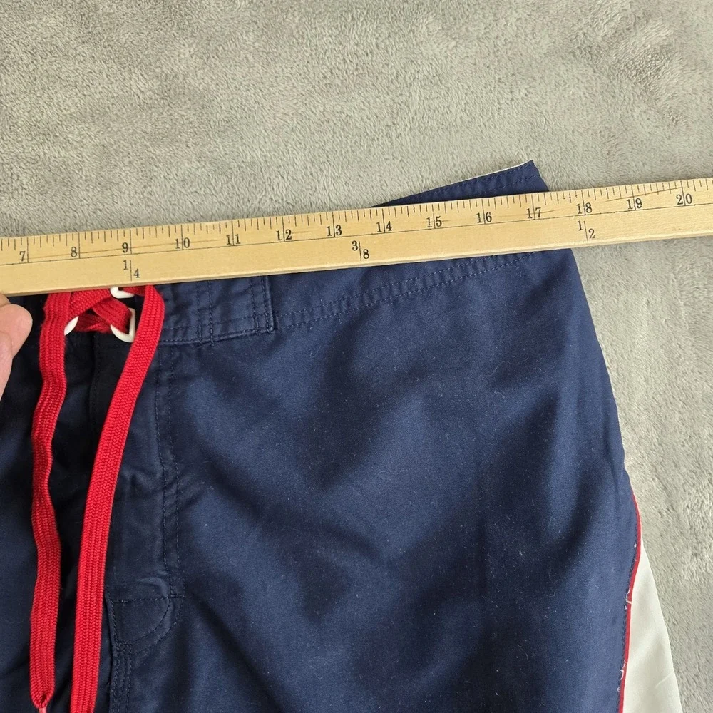 Old Navy Board Shorts Mens Large Navy Blue White Drawstring Swim Surf Heavy Duty